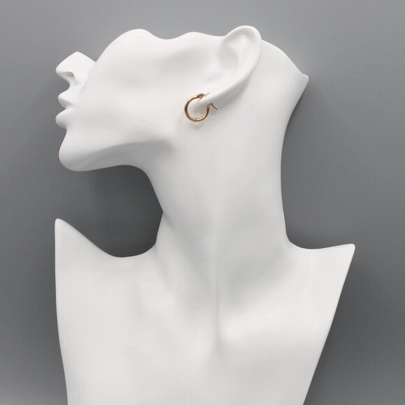 Jewelry earrings hoop hoops 15mm wide thin rose gold tone small elegant new - Picture 4 of 9